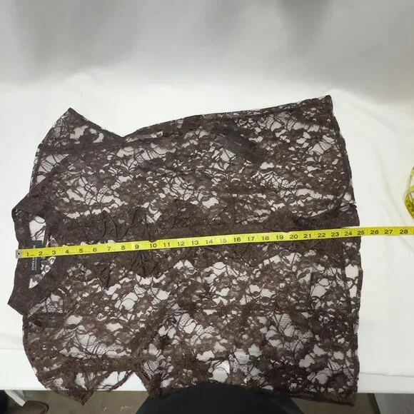 Jones New York Collection sz12 Manderin Banded Collar Lace Top Silk Cami Ruffled - Picture 16 of 16